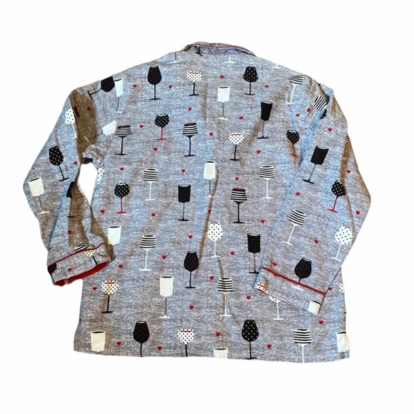 PJ Salvage Wine Glass Print Flannel Pajamas - Picture 3 of 10